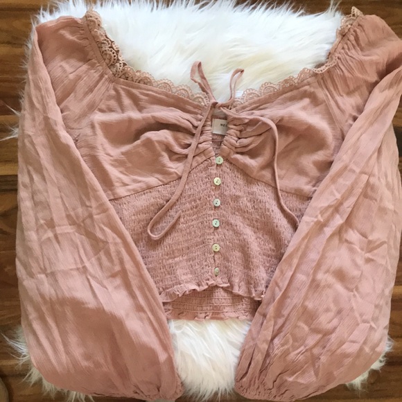 Nectar Clothing Long Sleeve Blush Top - Picture 1 of 9